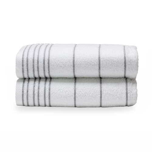 Sanibel Collection Pool Towel, 95% Cotton / 5% Polyester, 30x60,13.0 lbs/dz, White/Grey Stripes